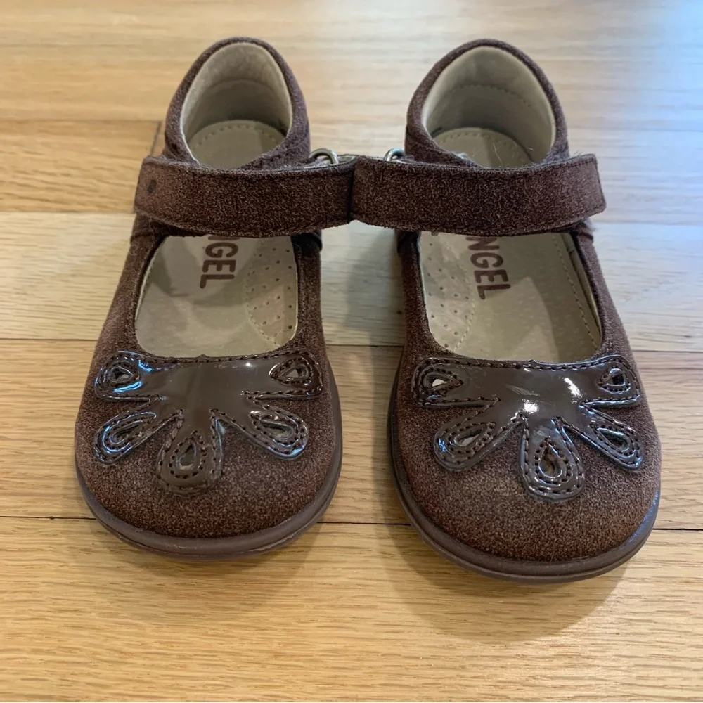 Angel Girls Brown Bloom Leather Lining Gum Sole Mary Jane Shoes Toddler 6